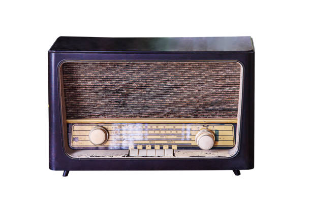 istock Old retro radio isolated on white background 1304009091