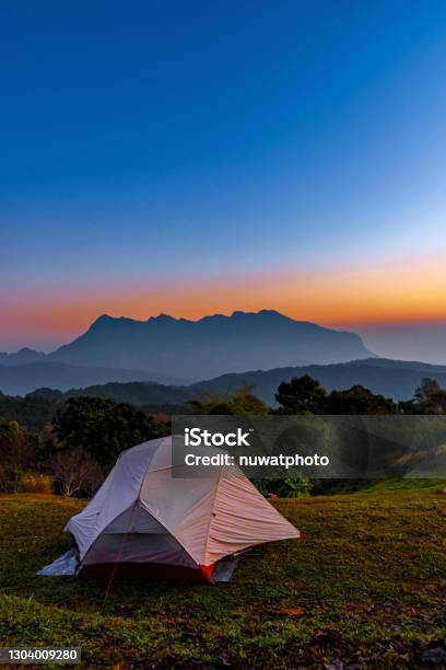 Tourist Tent On The Hill At San Pa Kia Doi Mae Ta Man Viewpoint Located In Chiang Mai Province Thailand Stock Photo - Download Image Now