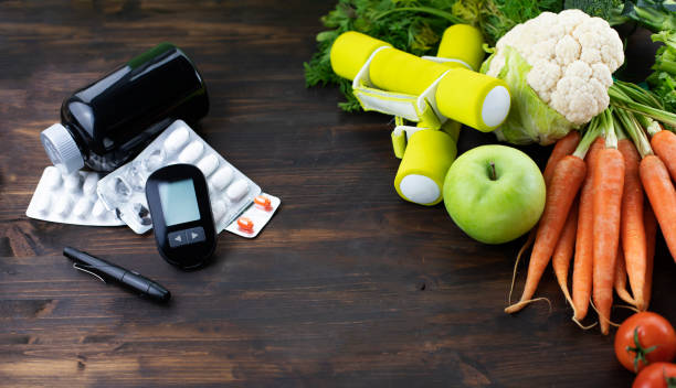 istock Glucose meter and low glycemic food. 1304011929