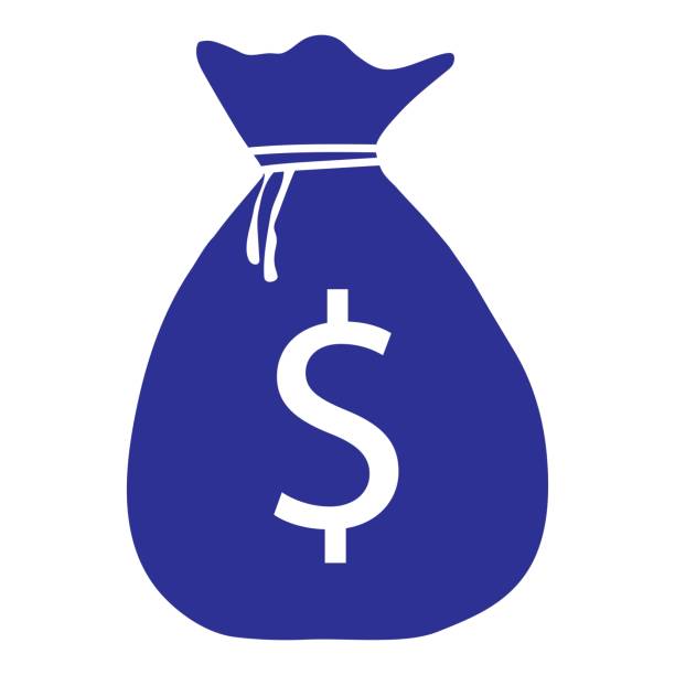 Icon money bag. Blue dollars. Vector EPS10 Icon money bag. Blue dollars. tax silhouettes stock illustrations