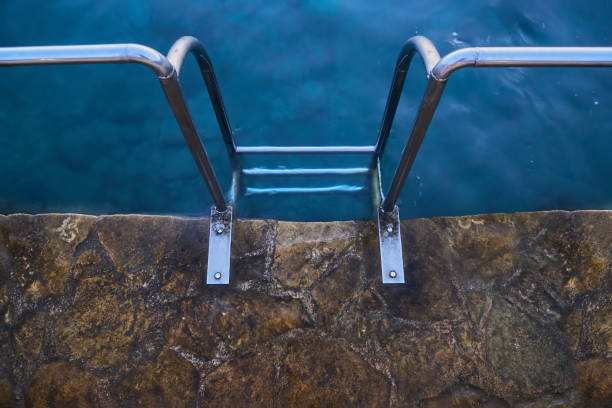 Stairs of the empty swimming pool