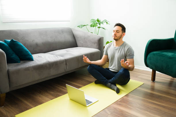 istock Adult man in an easy pose with his eyes closed 1304012746
