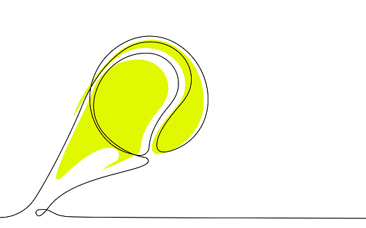 tennis ball in one continuous line. Sport, active lifestyle. Background for sports competitions. Vector