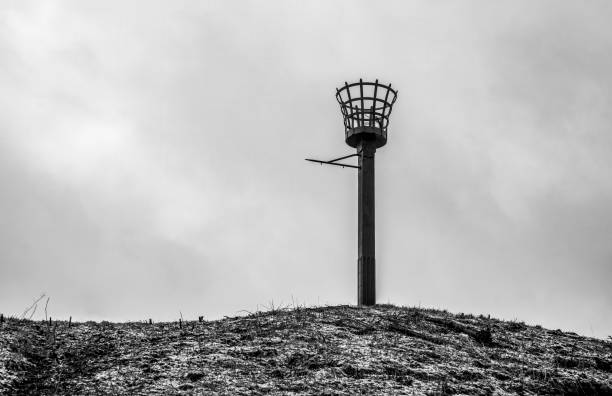 The beacon on Castle Hill in the snow