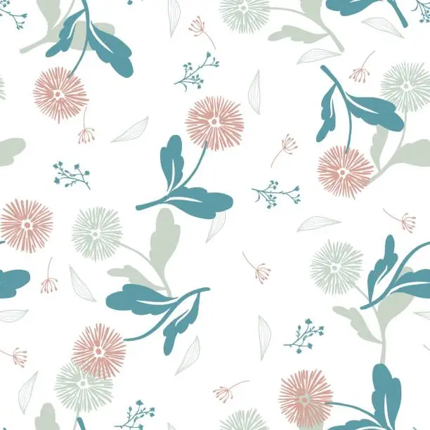 Vector illustration of Spring Wild Floral Vector Graphic Illustration Seamless Pattern