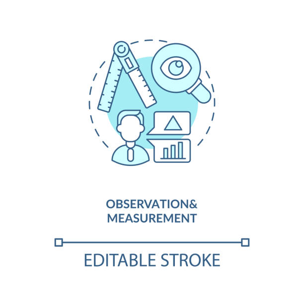 Observations and measurements concept icon Observations and measurements concept icon. Schema encoding for observations idea thin line illustration. Quality of control. Vector isolated outline RGB color drawing. Editable stroke quantitative research stock illustrations