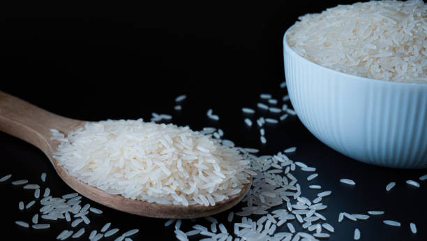 istock Jasmine rice, popular rice variety in Thailand. Rice grain that has passed through the polishing process Ready to be cooked or steamed. Vitamin B1 helps the body get energy from carbohydrates. 1304017468