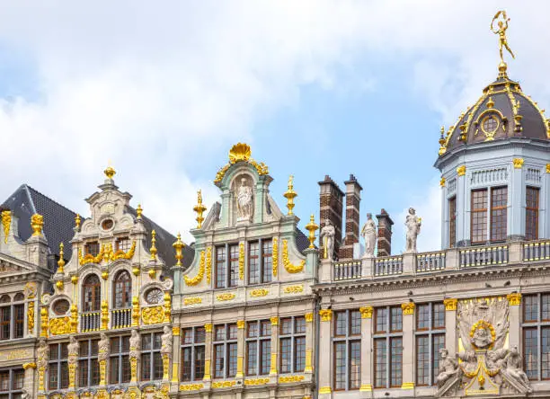 baroque Houses with rich sculptural decoration of the Grand Place in Brussels