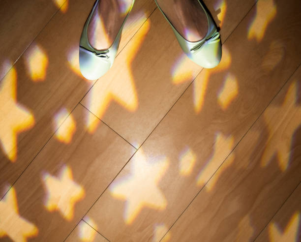 Stars projected on floor during party, Piotrkow Trybunalski, Lodzkie, Poland