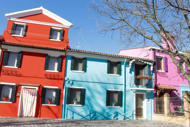 istock Colored houses in island Burano, Venice 1304026346