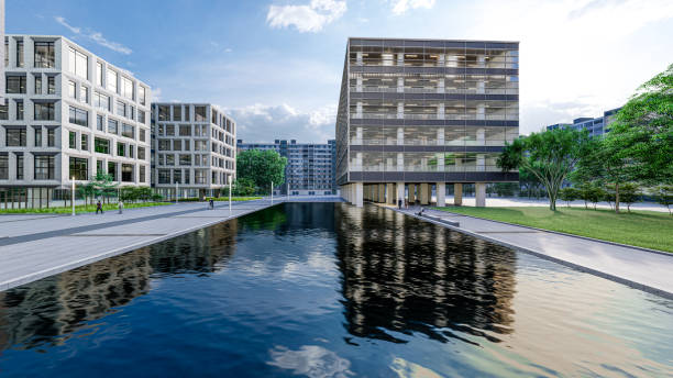 istock 3d render of modern office buildings 1304027449