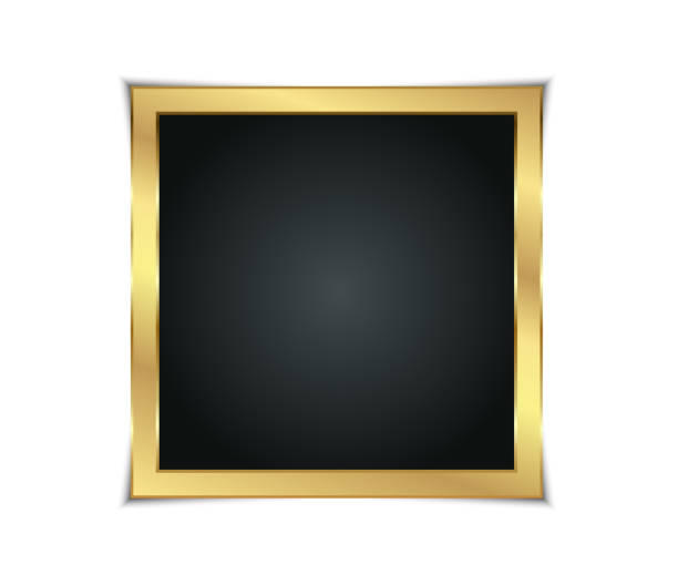 istock Gold shiny glowing frame with shadows isolated on transparent background. Gold luxury vintage style realistic border, photo, banner. illustration - Vector 1304027773