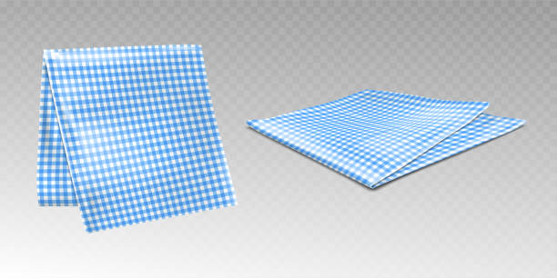 кухонное полотенце или скатерть с клетчатым принтом - towel hanging clothing vector stock illustrations