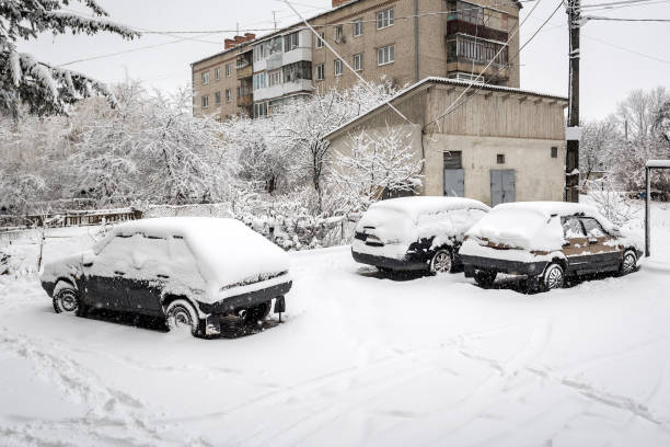 snow-covered cars