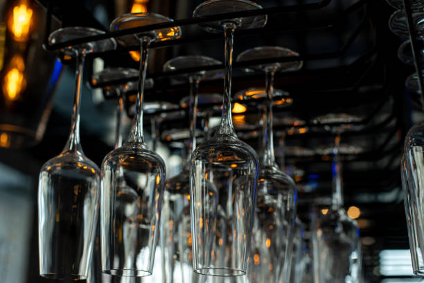 istock glass glasses are suspended from a bracket in a restaurant 1304032825