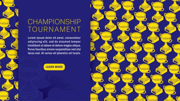 Vector illustration of Trophy Winner Champion Awards Team Sport Competition Tournament Isometric Pattern Background