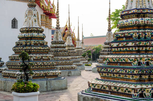istock Colorful chedis in Phra Chedi Rai, Wat Pho, Bangkok 1304042597