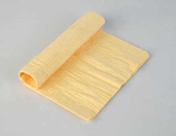 Roll of chamois leather isolated on white