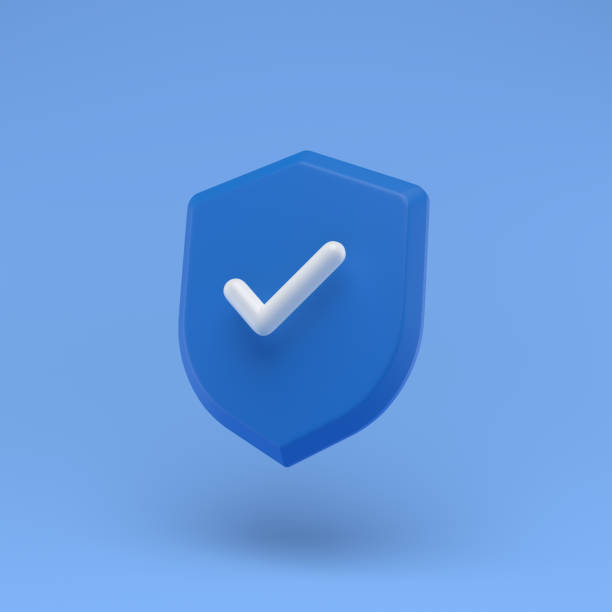 istock Shield protected icon with check simple 3d illustration on pastel abstract background. minimal concept. 3d rendering 1304046200