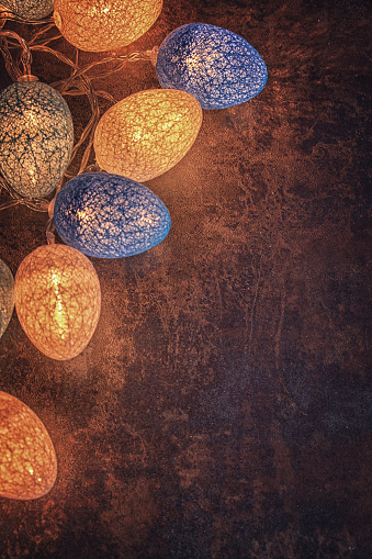 Easter Eggs Decoration on Rustic Background