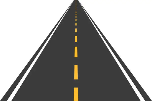 Vector illustration of Road, street with asphalt. Straight highway, speedway for motor transport. Vector illustration