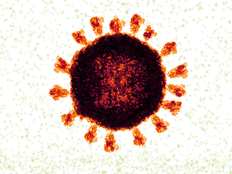 Partícula de coronavirus Covid-19 vista a través de un microscopio electrónico photo