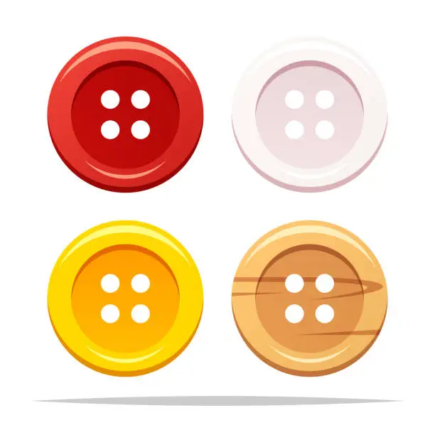 Vector illustration of Clothing sewing buttons vector isolated illustration