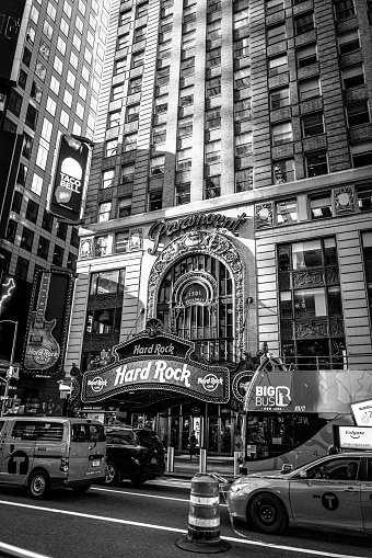 New York,NY, USA - November 18,2020 'Paramount Theatre and Hard Rock Cafe in Times Square New York\