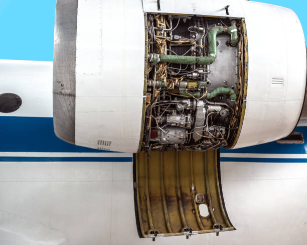 istock Jet aircraft turbine with an open lid 1304050962