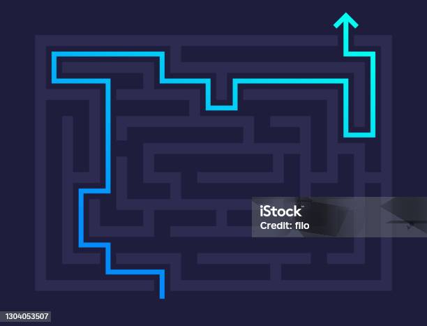 Maze Solution Stock Illustration - Download Image Now - Maze, Solution, Backgrounds