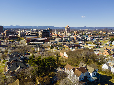 Aerial drone photo of the Town of Etowah Tennessee