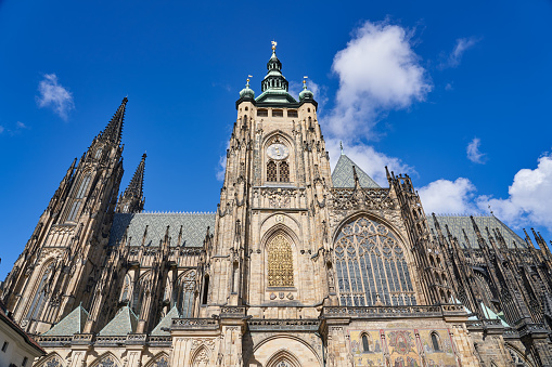 Prague, Czech Republic - March 4, 2020. The current church in a gothic style was founded 1344 and is situated on the Prague Castle hill.