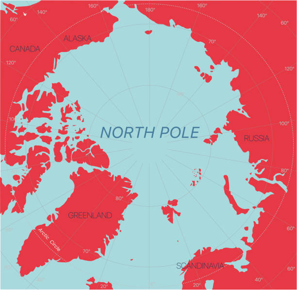 North Pole detailed editable map North Pole detailed editable map with regions geographic sites. Vector EPS-10 file north pole map stock illustrations