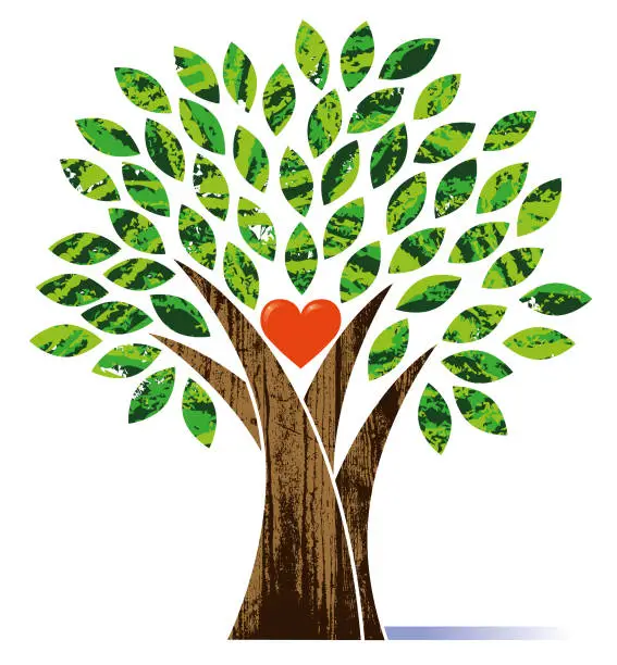 Vector illustration of Tree with a heart illustration