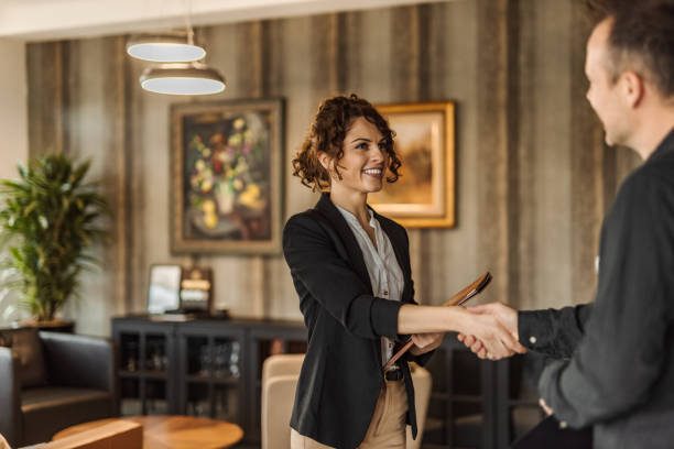 istock Shaking hands, good news for company. 1304061658