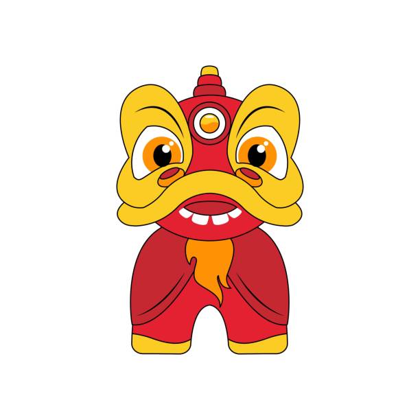 illustrations, cliparts, dessins animés et icônes de illustration de vecteur de danse de lion - chinese new year lion gold china
