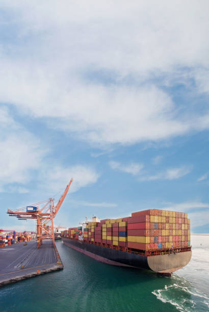 istock Aerial view of cargo ship in transit. 1304064166