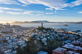 Coit Tower Aerial with Alcatraz