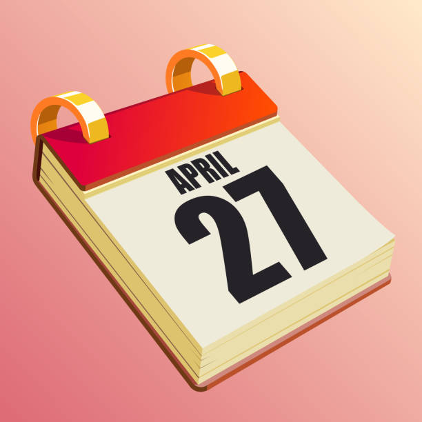 April 27 April 27 on Red Calendar number 27 stock illustrations