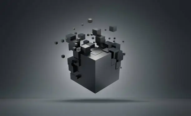 Photo of Futuristic cube formation. Abstract 3D render