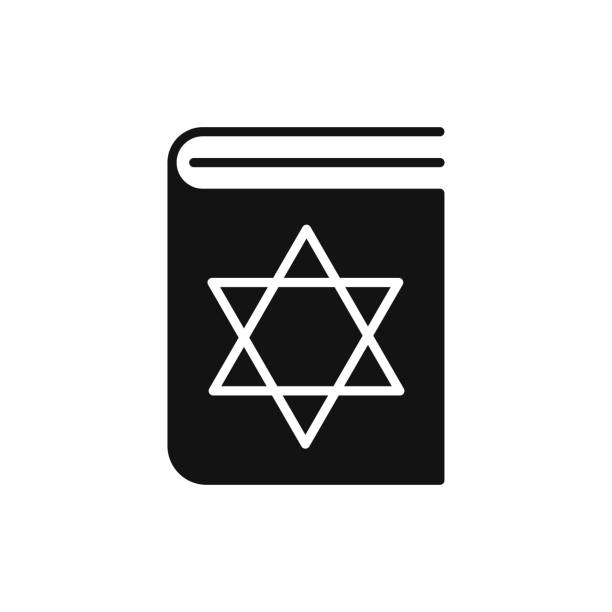 illustrations, cliparts, dessins animés et icônes de icône juive de livre noir de torah. étoile de david. - david star shape symbol computer icon