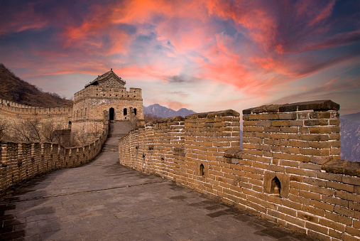 Lookout tower at the Great Wall Of China.
