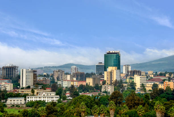 addis abeba skyline - äthiopien stock-fotos und bilder
