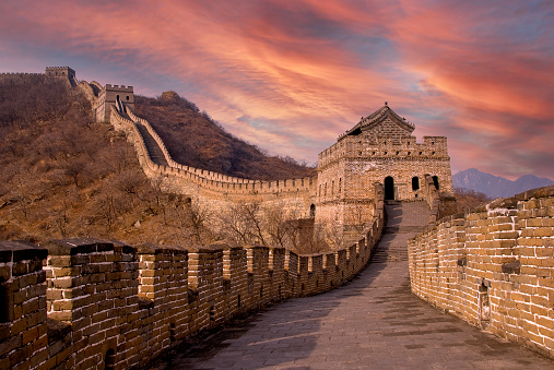 The Great Wall in China. The Great Wall and the beautiful clouds in the morning