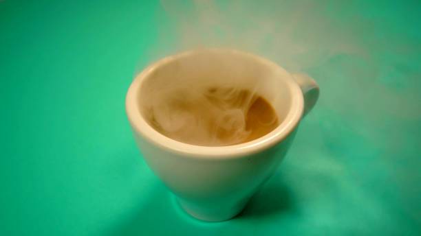 A studio photo of a hot white coffee