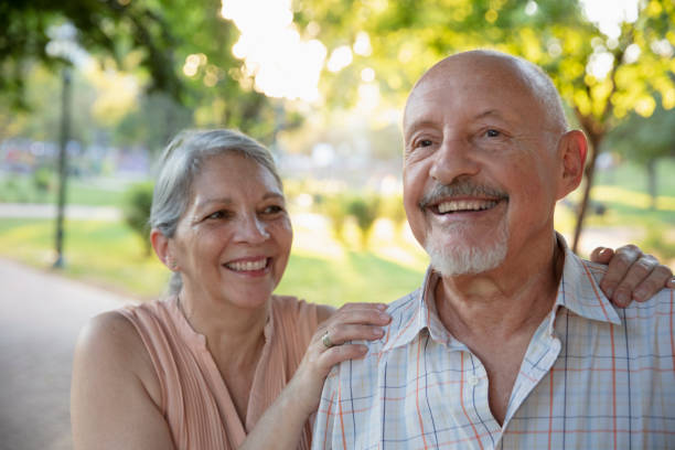 istock Senior couple having fun outside 1304068763