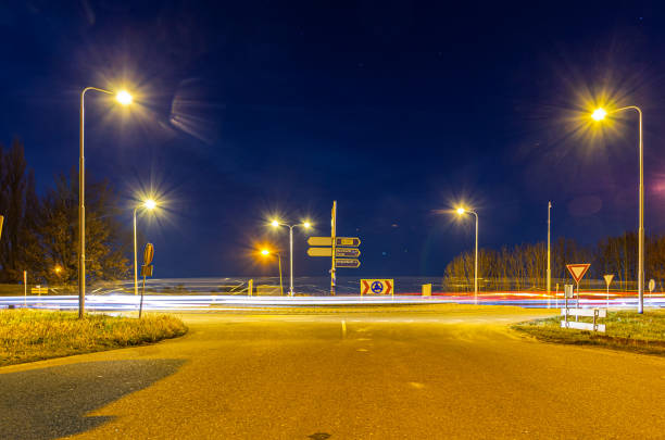 Odense, Denmark - April 26, 2015: City life in Odense central area. Night view of Odense ststion