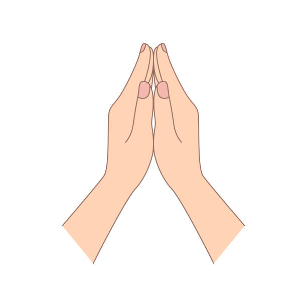 dwie ręce w pozycji modlitewnej - human hand god applauding praying stock illustrations