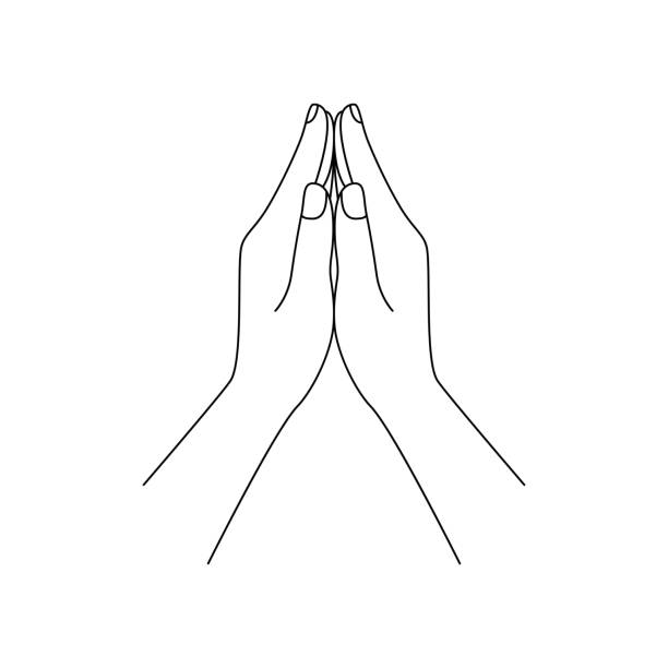 ręce złożone w modlitwie - human hand god applauding praying stock illustrations