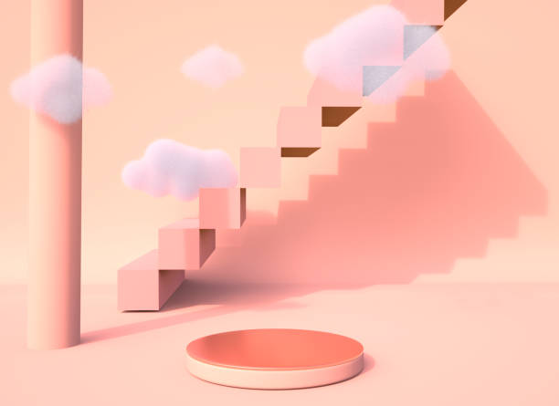 istock Background 3d rendering with podium and minimal cloud scene, minimal product display background. 1304080150